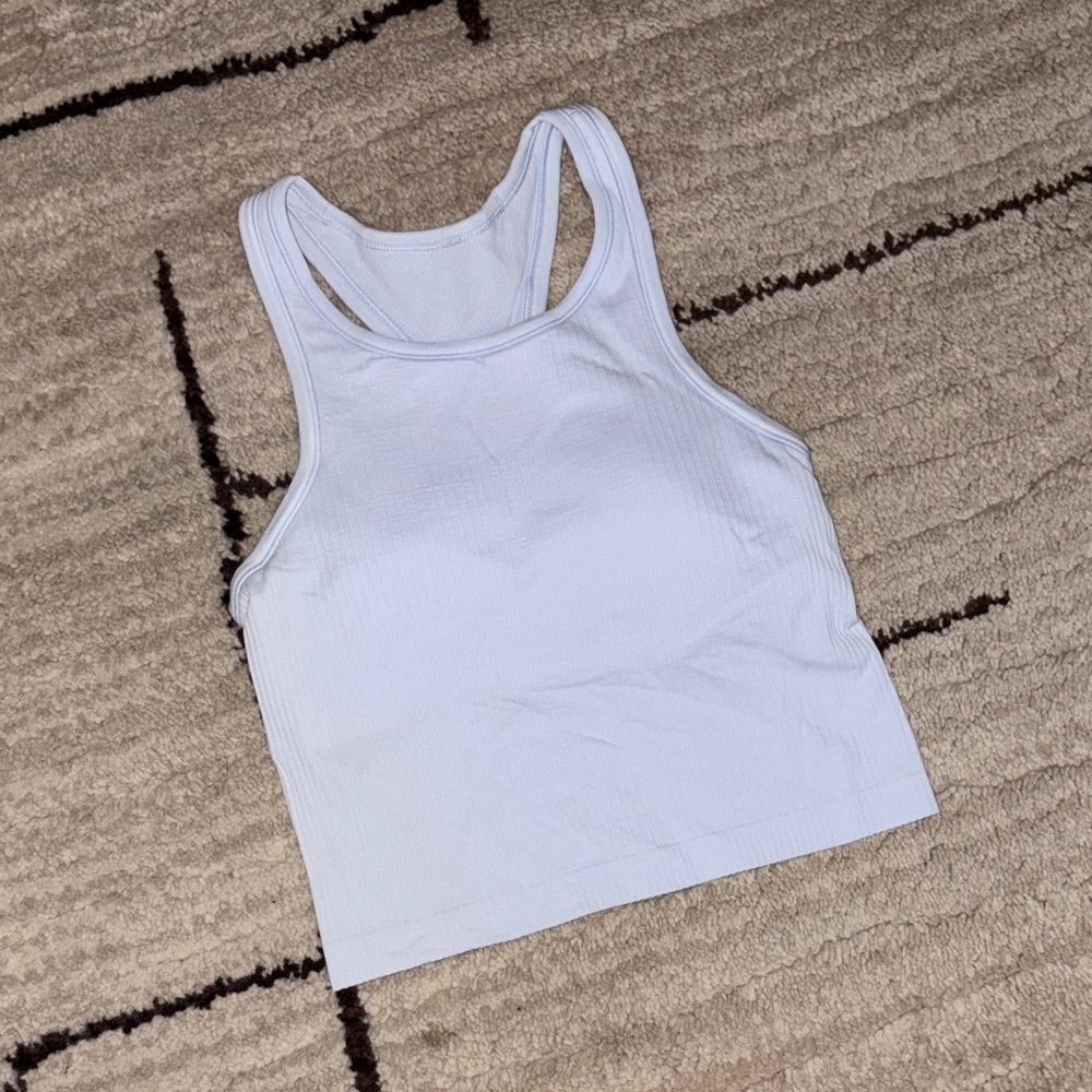 Ebb To Street Cropped Racerback Tank Top 
Light Blue